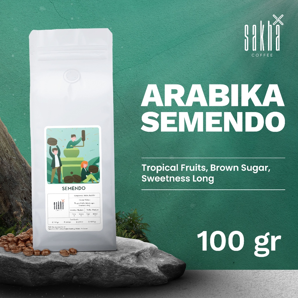 

Kopi Arabika Semendo Arabica Coffee Beans 100 Gram Coffe Roast Bean Biji Bubuk