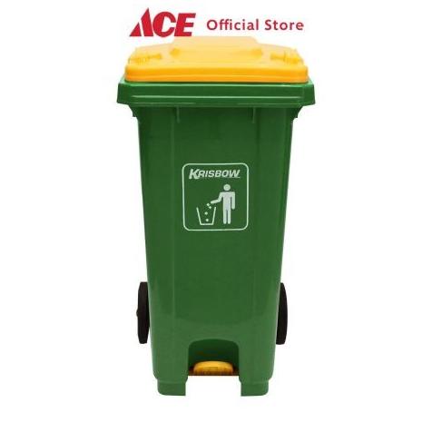 Ace - Krisbow 120 Ltr Tempat Sampah Outdoor Pedal - Hijau Kuning