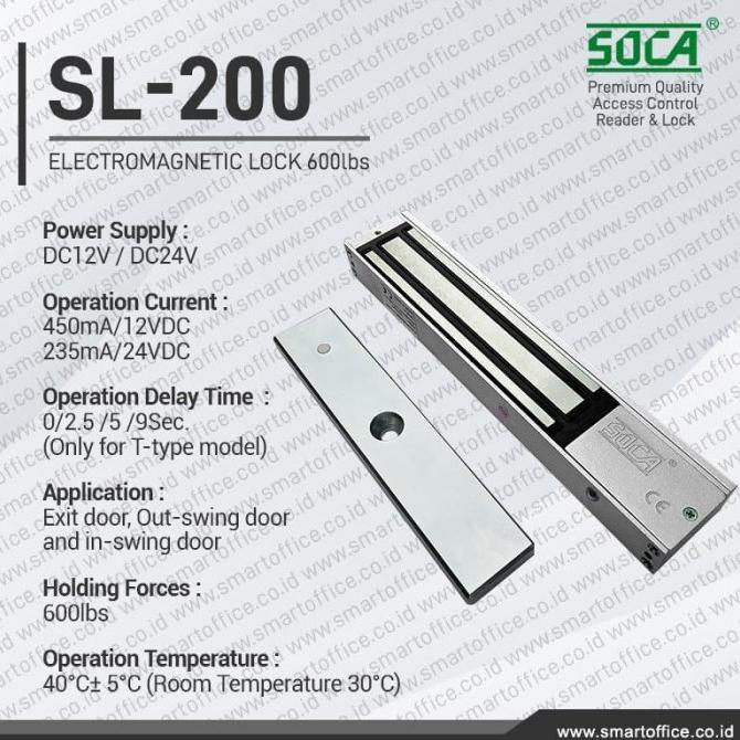TERBARU  SOCA-SL200, Electromagnetic Lock - EM