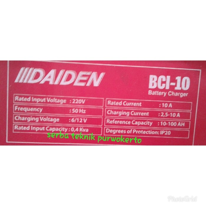 Daiden Battery Charger ( Charger CAS Aki ) BCI-10 Accu 10A