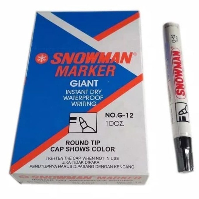 

JWYX9946 [ LUSIN - 12 PCS ] Spidol Snowman Permanen / Permanent Marker G-12 / G12