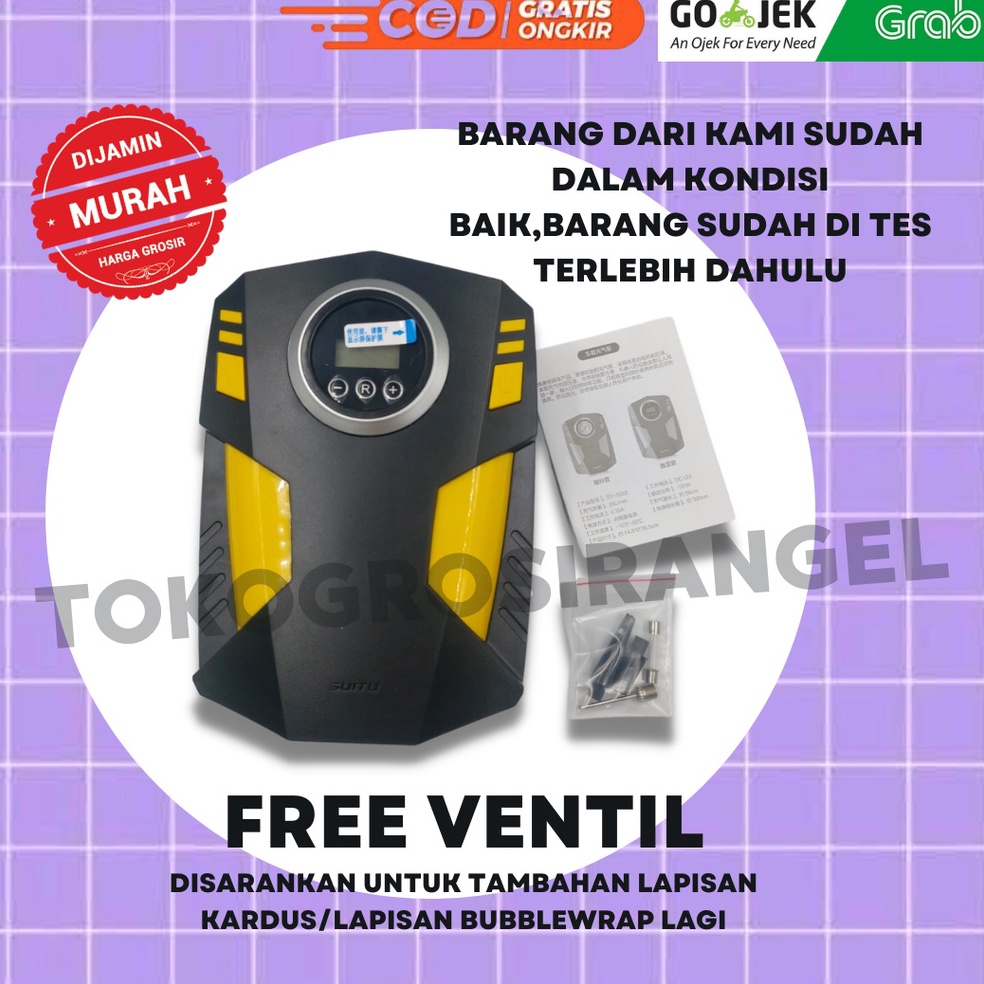 Stok Terbatas.. POMPA BAN MOBIL ELEKTRIK PORTABLE MINI MULTIFUNGSI SEPEDA MOTOR MOBIL FREE VENTIL GA