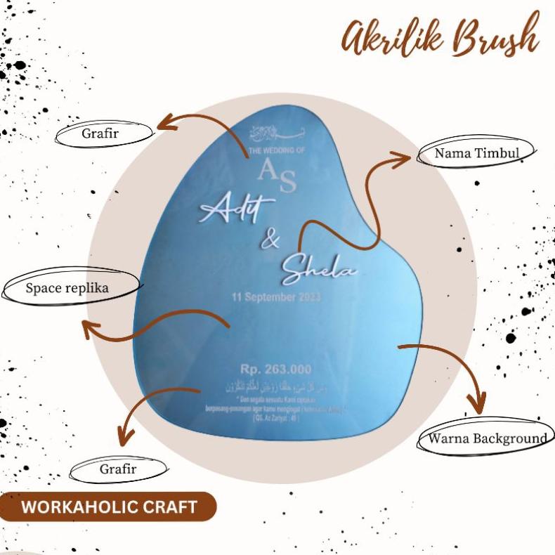Akrilik Brush Akrilik Nama Tanggal Nominal Isian Mahar Pernikahan Hiasan Seserahan
