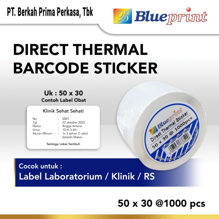 

Bestseller Direct Thermal Sticker 50 X 30 Blueprint Label Stiker 50X30 Mm 1 Roll