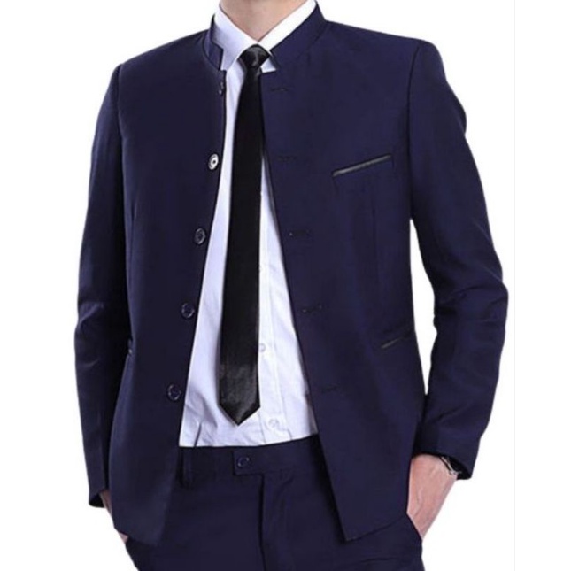 jasko mandarin jas koko mandarin slim polos tangan panjang warna putih hitam nevy abu-abu merah