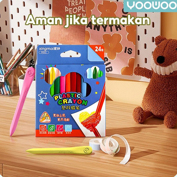 

PROMO SPESIAL YooWoo Krayon sekolah/ krayon 12/18/24/36 warna / crayon non toxic / krayon plastik / krayon anti air / Krayon set