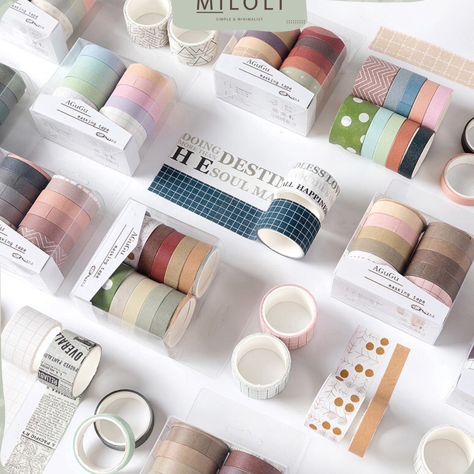 

Lariza [MILOLI] 10 Rolls Washi Tape Deco Masking Tape Jurnal DIY Scrapbook AGUGU - A0001