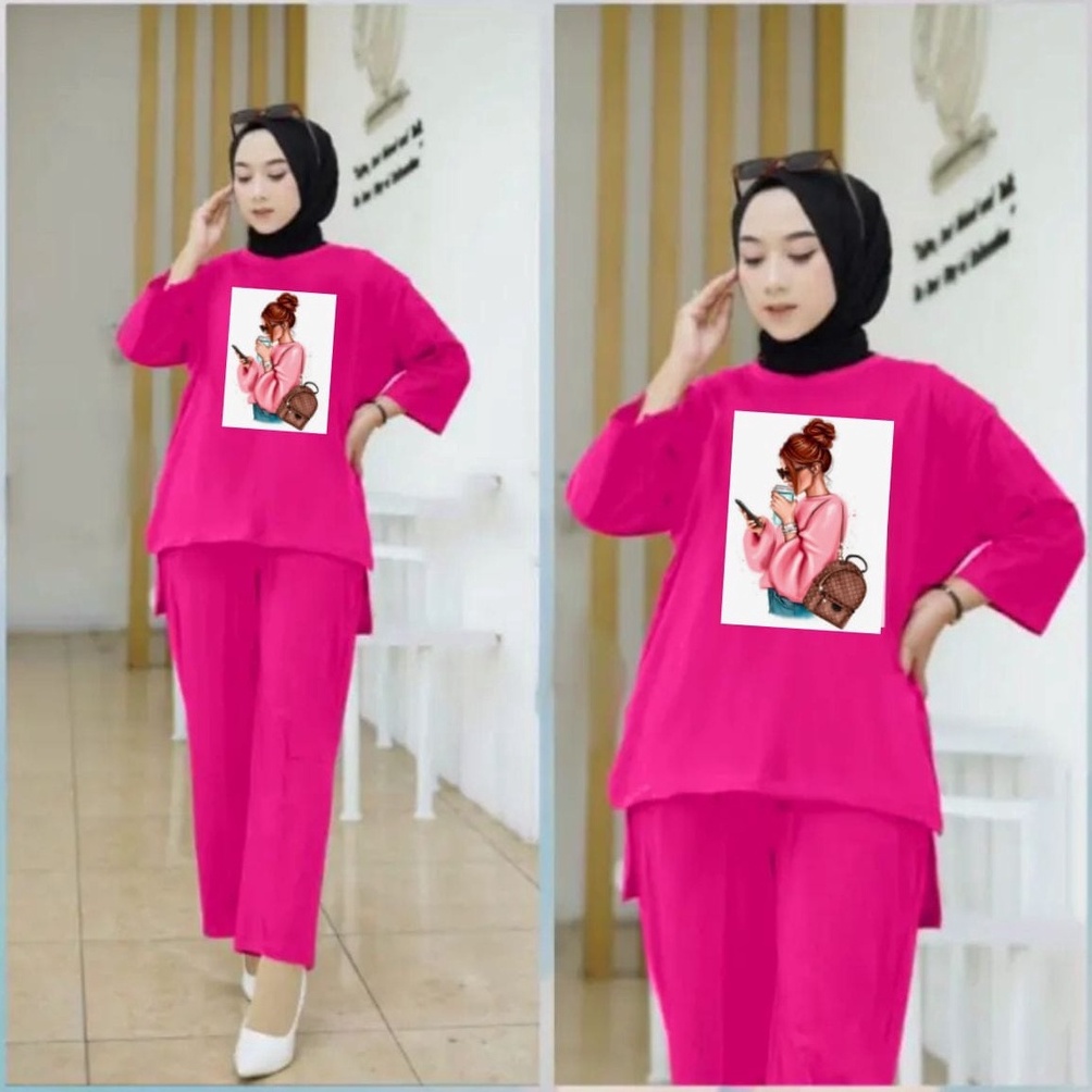 ONE SET WANITA KEKINIAN SETELAN BAJU DEWASA VIRAL BAJU SANTAI