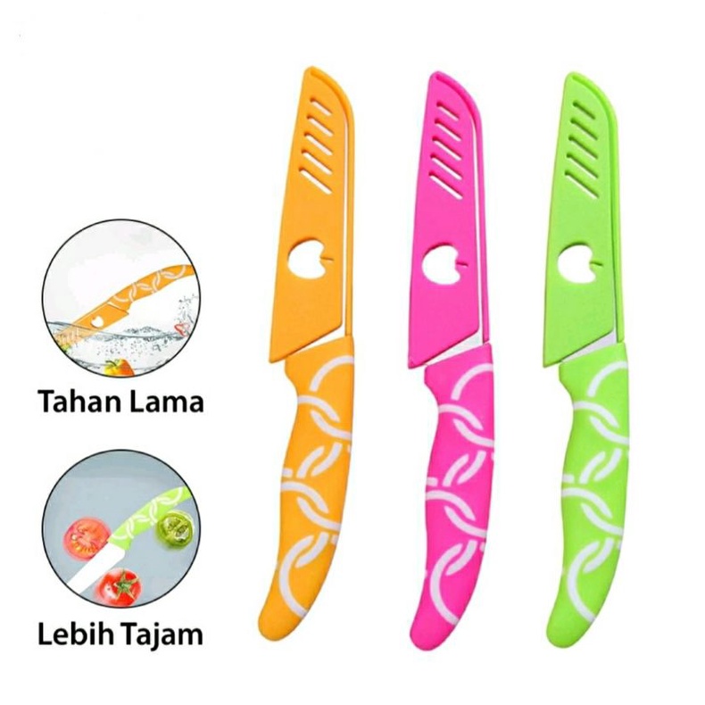 Pisau Buah Motif + Sarung Serba Guna Stanlees steel Kecil Tajam Serbaguna Cod Medan Sumatra Utara