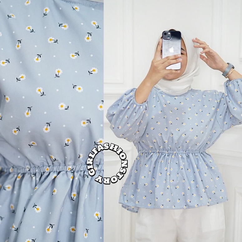 Stok Terbatas.. GFS FLOWY BLOUSE VINTAGE KOREAN STYLE | OLLA BLOUSE