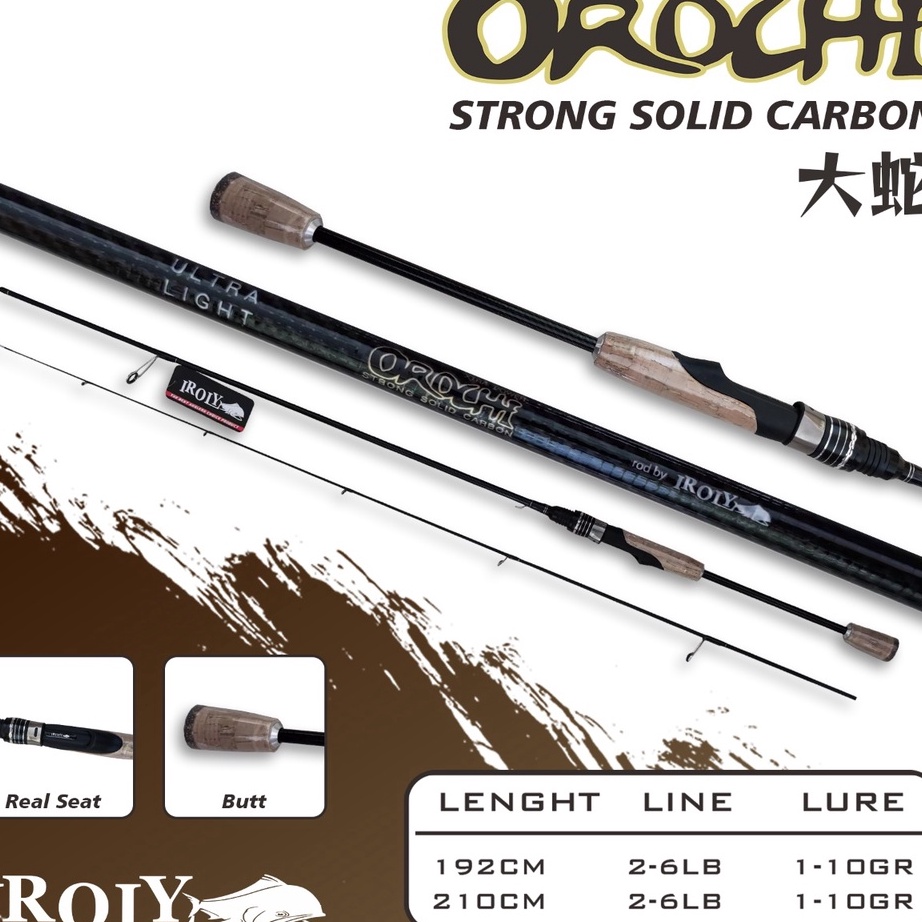 KHOF065 Joran Pancing Ultralight CARBON SOLID  Iroly OROCHI 662 & 702 Japan style Lentur |