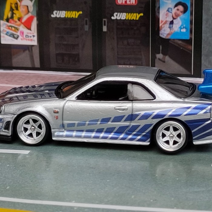 Decal hotwheels Nissan skyline R34 Fast Furious (transparant decal)