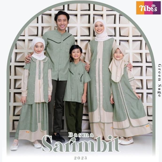 Baju Muslim Keluarga Couple Sarimbit Nibras 2023 BASMA GREEN SAGE