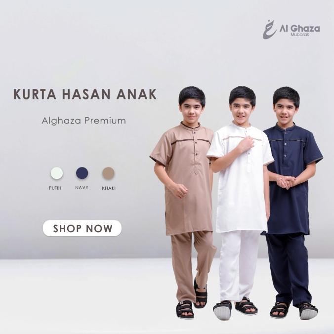 Kurta Pakistan Premium/Kurta Hasan Set Lengan Pendek/Baju Koko Anak