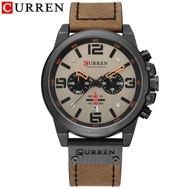 DiskonSale CURREN 8314 Jam Tangan Pria Analog Tali Kulit Chronograph Aktif CURREN Murah 1182