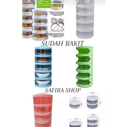 [UHV/➤) tudung saji 5 susun warna 5 tingkat sudah sudah rakit warna PUTIH PINK TOSKA BIRU - paling.l