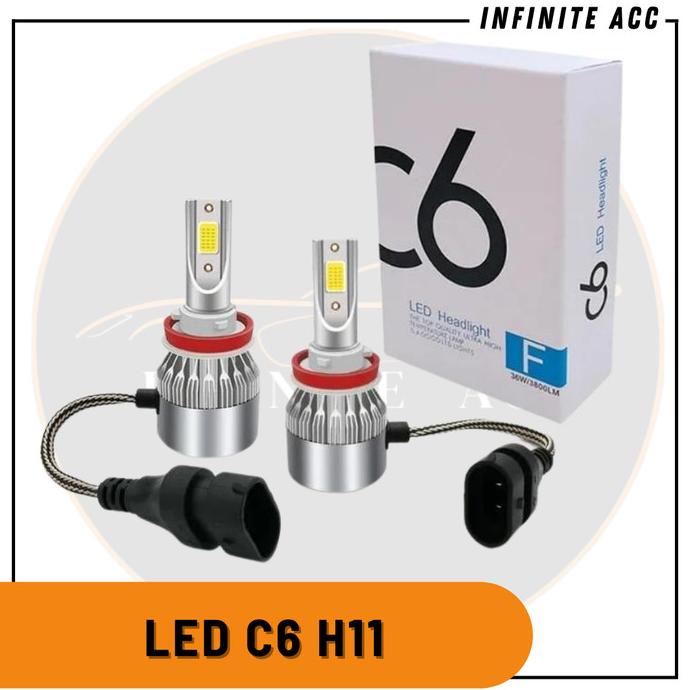 Lampu Mobil Rush Jazz Led C6 H11 Headlight Putih Headlamp Foglamp Original