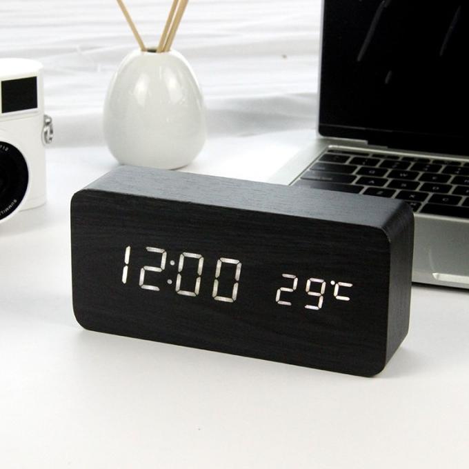 Jam Meja Kayu Led Digital / Digital Wood Wooden Smart Alarm Clock
