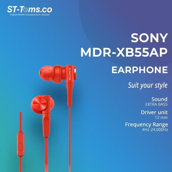 Sony In-Ear Extra Bass Headphone MDR-XB55AP XB 55AP - Merah