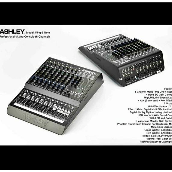 MIXER ASHLEY KING8 NOTE 8CH KING 8 NOTE USB-BLUETOOTH RECORDING TO PC NEW ORIGINAL