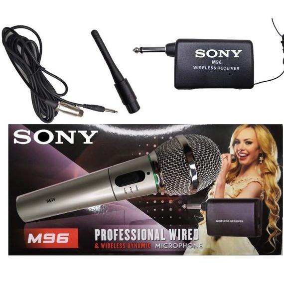 FREE ONGKIR Microphone Sony M96 Mik Karaoke/Mikrofon/Mic Single Wireless dan Kabel