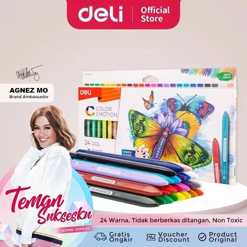 

DELI KRAYON PLASTIC 12/18/24 WARNA CERAH BENTUK SEGITIGA ERGONOMIS TIDAK BERACUN EC20000 EC20020