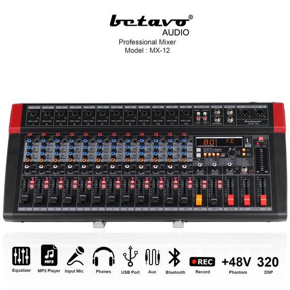MIXER AUDIO BETAVO MX-12 PROFESSIONAL AUDIO MIXER 12 CHANNEL OFFICIAL STORE