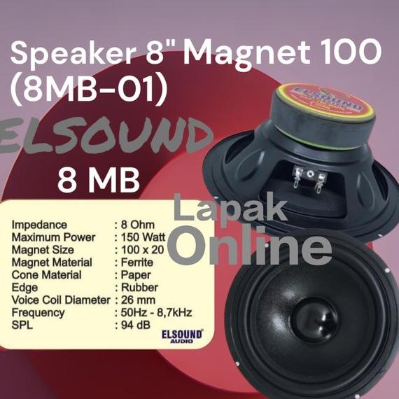 GARANSI Speaker ELSOUND 8 inch Magnet Besar
