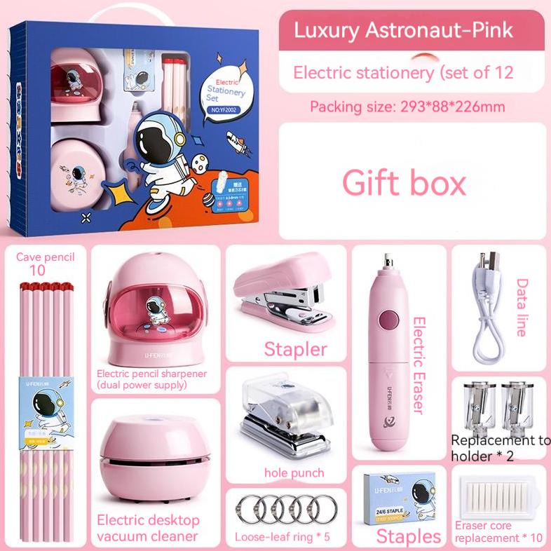 

Stationery aesthetic set /set alat tulis /Electric Stationery Set /Set Alat Tulis Elektrik Rautan Penghapus Vacuum Pensil 11 In 1