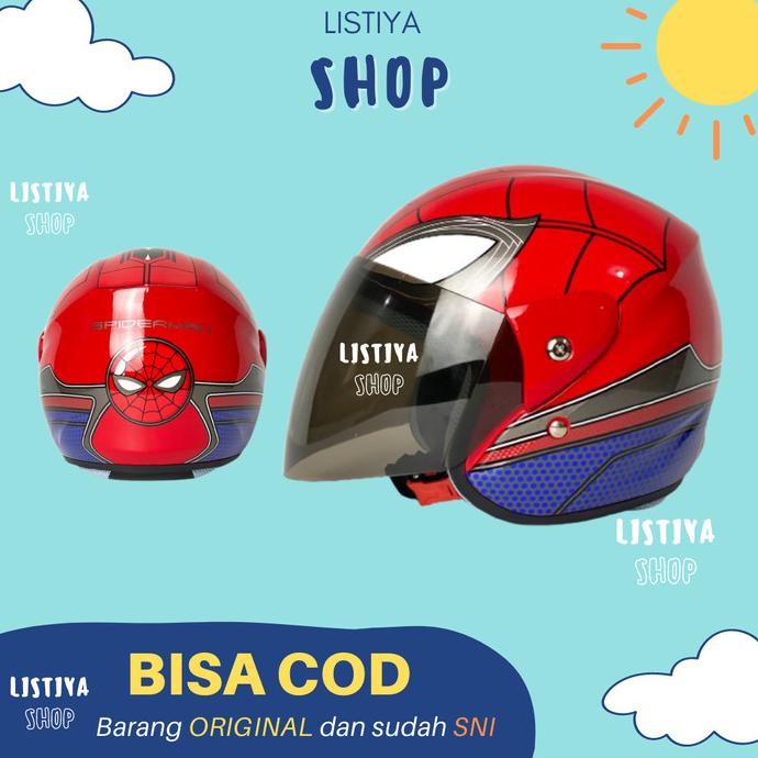 Helm Motor Anak Karakter SNI Umur 2 3 4 5 6 7 8 Tahun