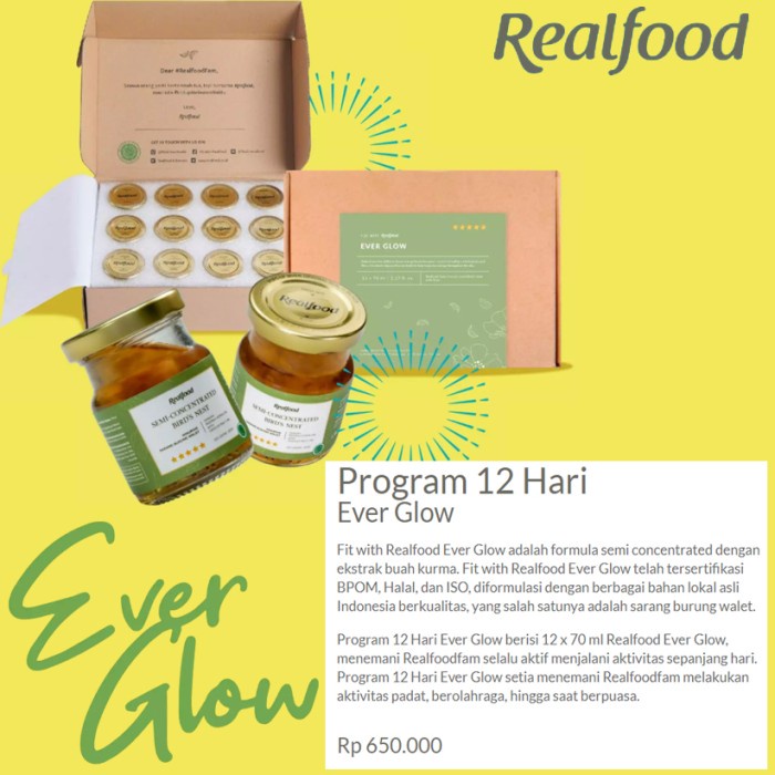 

Real Food EVER GLOW - Minuman Sarang Burung Walet (12 botol)