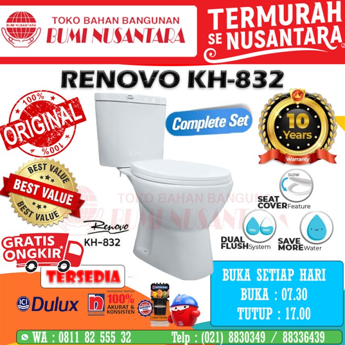 RENOVO KH832 AS 50CM KLOSET DUDUK DUAL FLUSH RENOVO KH 832 JARAK 50CM
