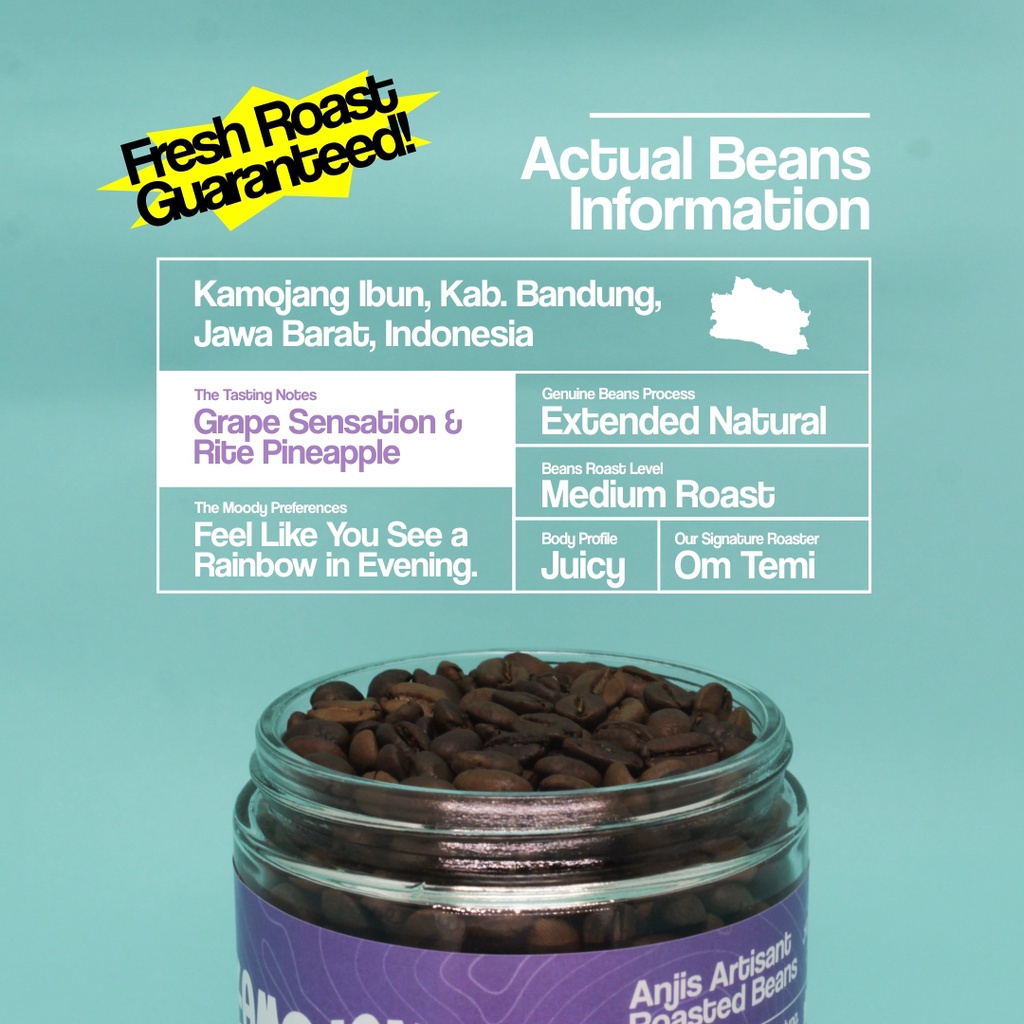 

Biji Kopi Arabika Kamojang Fruity Gum 200 Gram - Specialty Roast Beans (Kamojang Extended Natural)