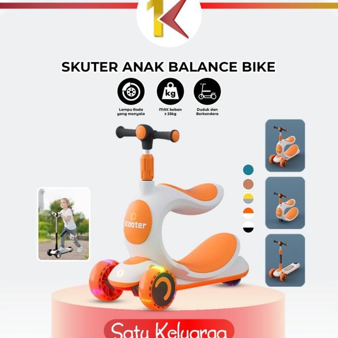SK-M191 Scooter Anak 3 IN 1 Mainan Dorongan Anak / Otoped Skuter Anak