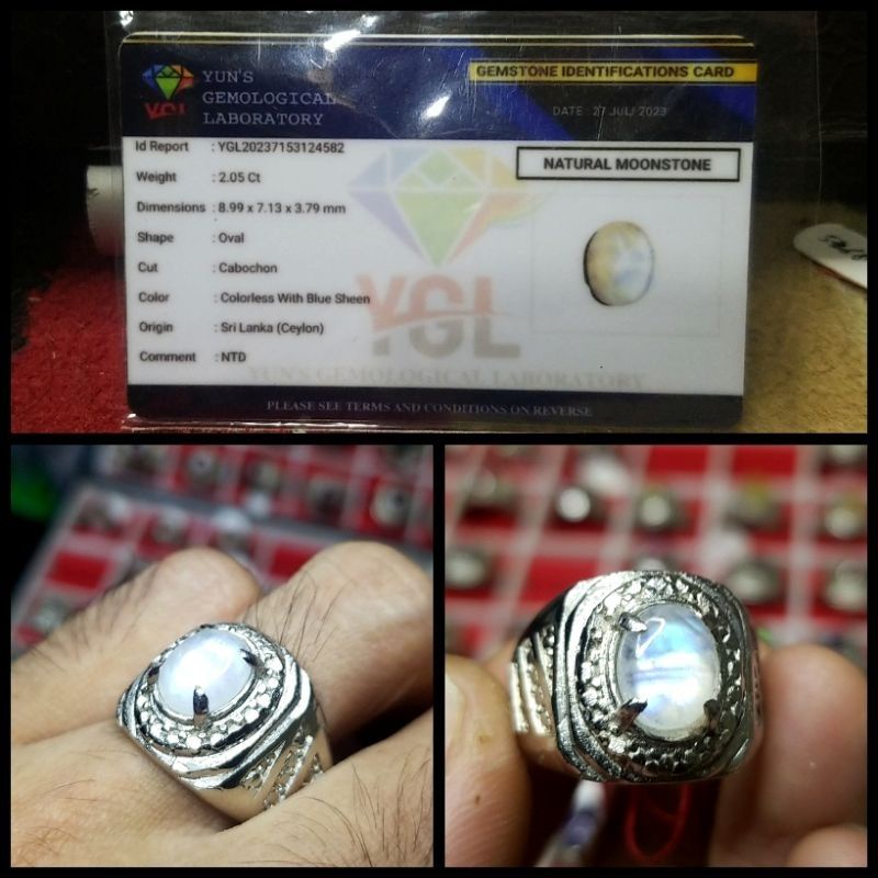 NATURAL MOONSTONE BIDURI BULAN AIR LAUT CEYLON SRILANKA (PLUS MEMO)