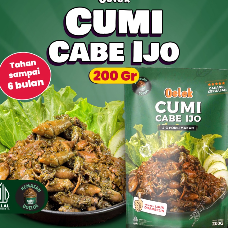

GLQN7886 Dijamin Ori Oelek Cumi Cabe Ijo Oelek / Lauk Cumi Cabai ijo / Lauk Siap Saji