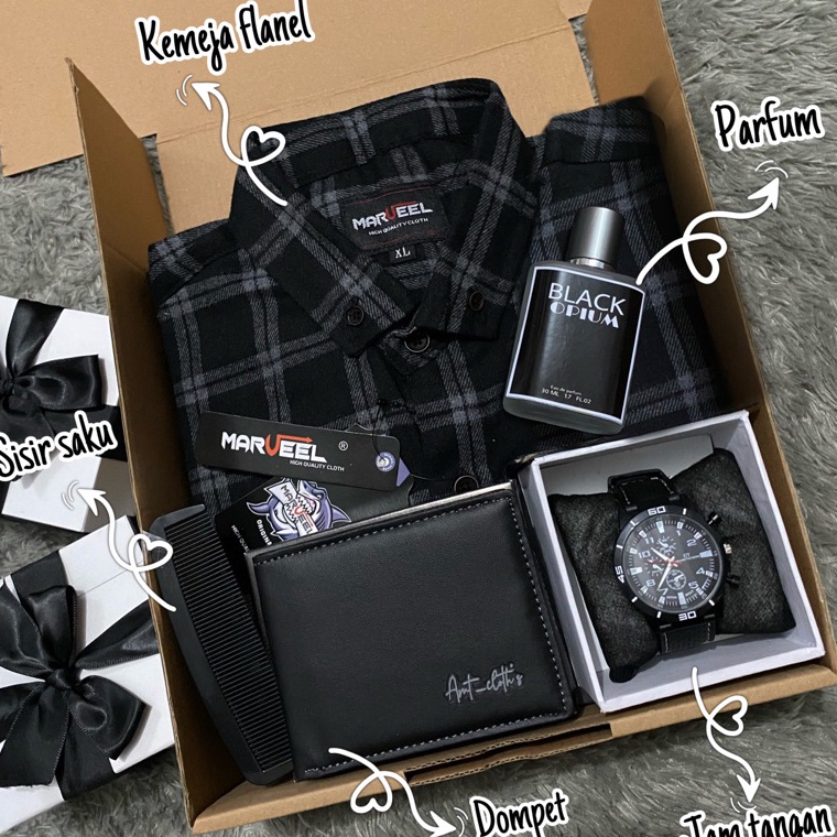 

Star [BISA COD] Hampers kado ulang tahun cowok / hampers black edition / kado anniversary / gift box kemeja / kado wisuda / kado kemeja cowok murah