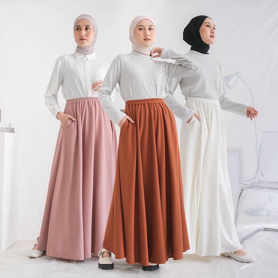 Murah Vafe Skirt by Rokgaliya | rok lebar | rok waffle | rok daily Terkini