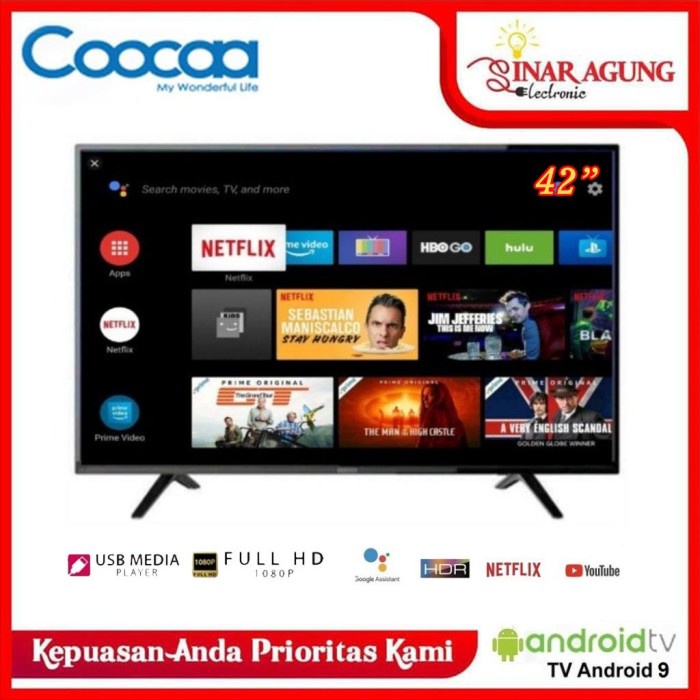 Coocaa Smart Android Tv 42Inch Full Hd 42Ctc6200 - Garansi Resmi