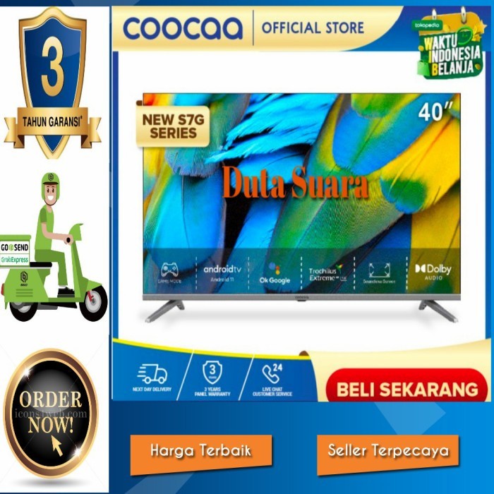 Coocaa Led Tv 40 Inch-Android 11.0-Digital Tv (40S7G) Garansi 3 Tahun
