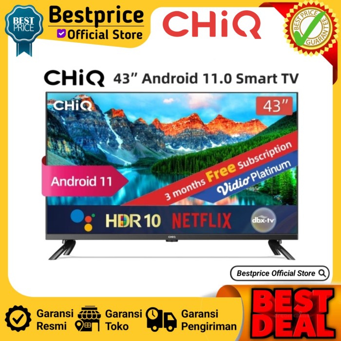 Chiq L43G7P Smart Tv 43 Inch 43" Chiq 43G7P Hdr Frameless Digital Fhd