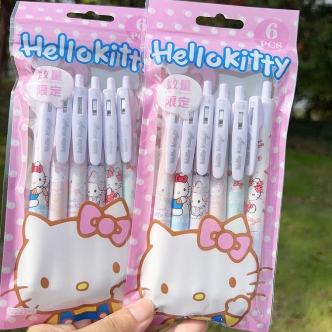 

TERLARIS Pulpen Gel Hello Kitty Sanrio 6pcs 0,5mm Souvenir Cantik Lucu DSO