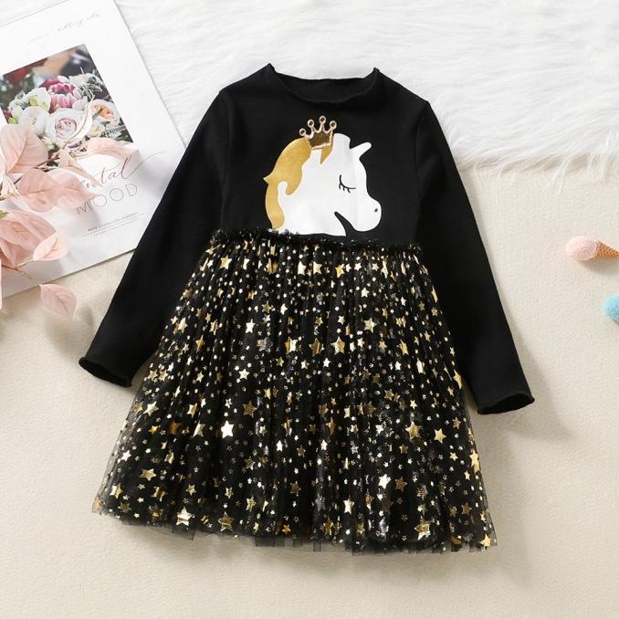 TERLARIS Dress Tutu Unicorn Eropa Lengan Panjang | Dress Pesta Anak Kuda Poni DSO