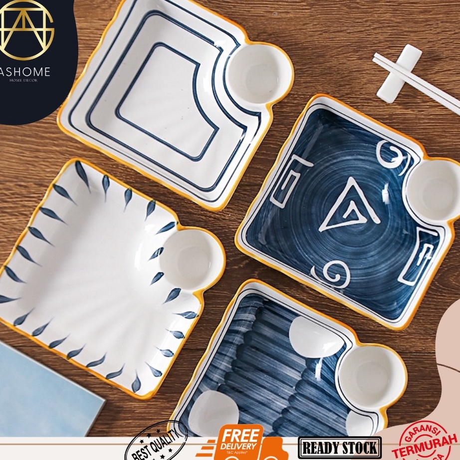 Diskon ASHOME Piring Makan & Piring Saji KEramik Japan Series Elegan Tahan Panas Microwave Set / Pir