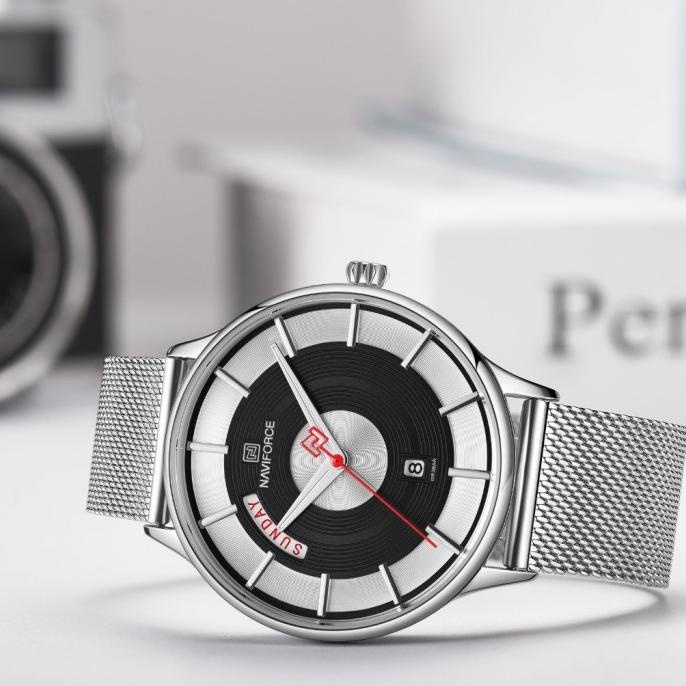 Jam Tangan Pria Naviforce NF3007 Analog Rantai Pasir Original