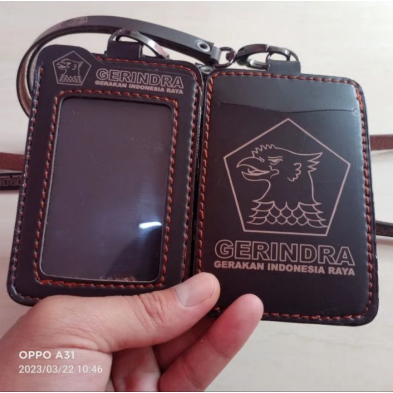 

HOLDER KALUNG ID CARD LOGO PARTAI GERINDA COKLAT BEST QUALITY PREMIUM