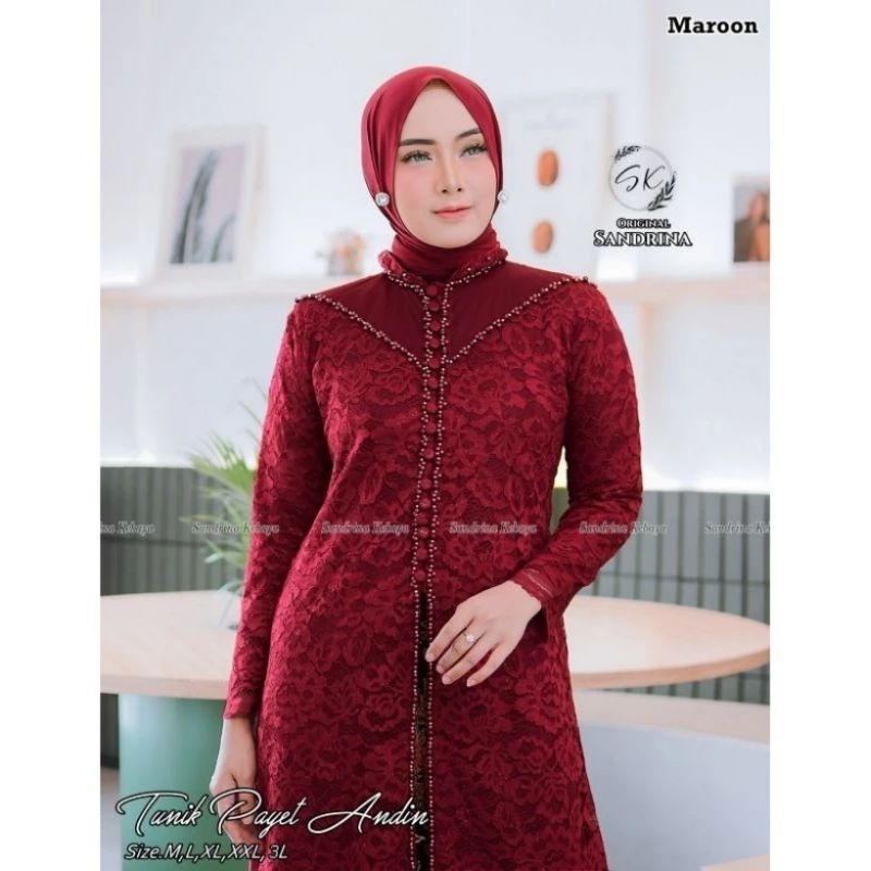 KEBAYA ANDIN/ SETELAN KEBAYA TUNIK JUMBO LD 130 /  KEBAYA PESTA HAJATAN WANITA KEBAYA WISUDA MODERN