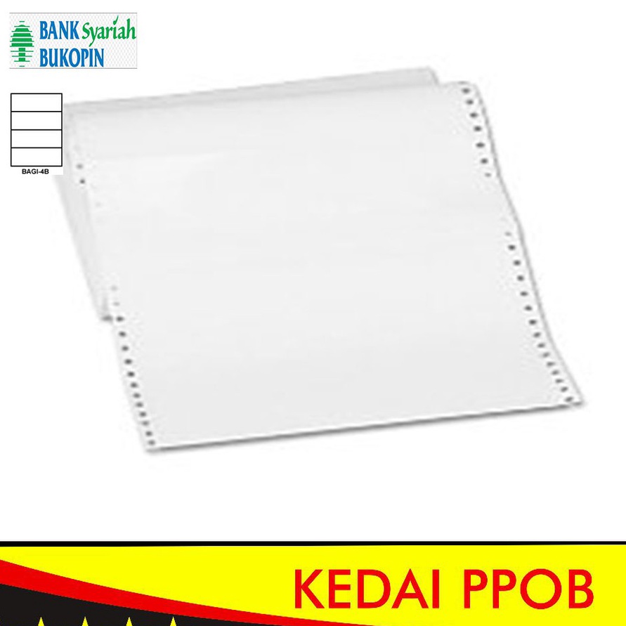

[L11J/☞) Kertas Continuous Form Struk PPOB PLN A4 Dibagi 4 Rangkap 1 Eceran Logo Bank BSB ( BUKOPIN Syariah) - laangsung.kirim☎