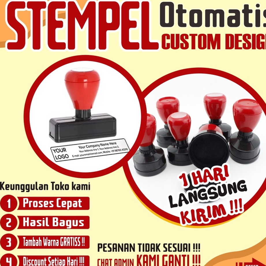 

BBFL4380 XG34448 Stempel, stempel otomatis desain custom, free tambah warna