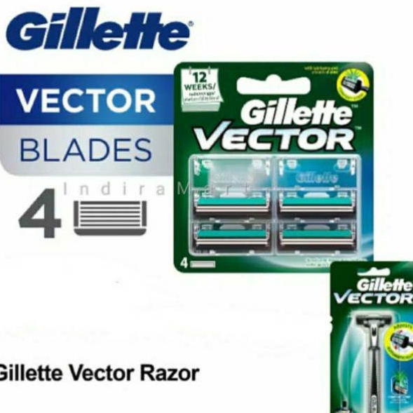 Ready stock Gillette Vector Razor 1s / Gillette Vector Razor Cartridge (Refill) 4s Terlaku.